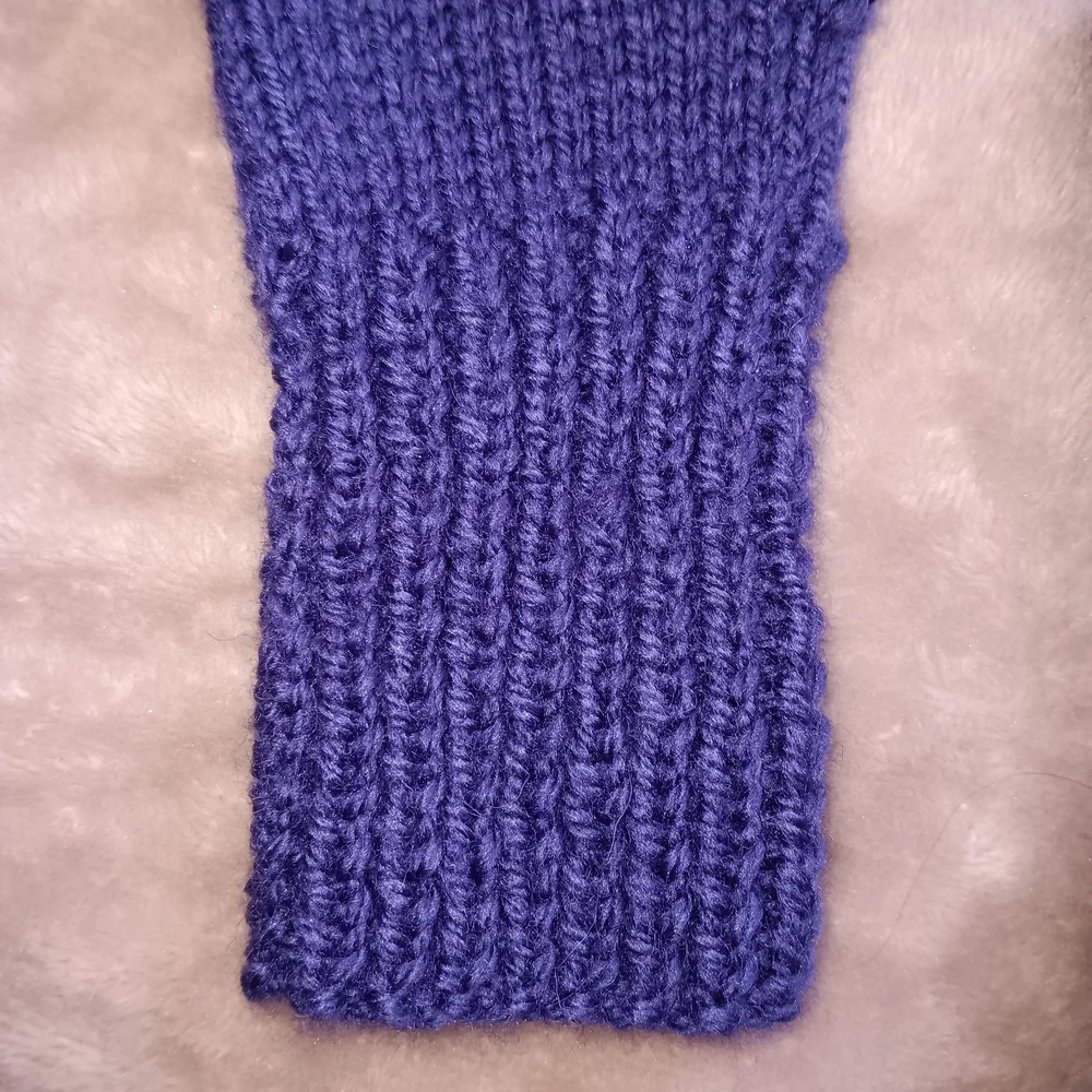Handmade Handknit Girl's Dark Purple Wool-Blend Mittens 5-8 Years